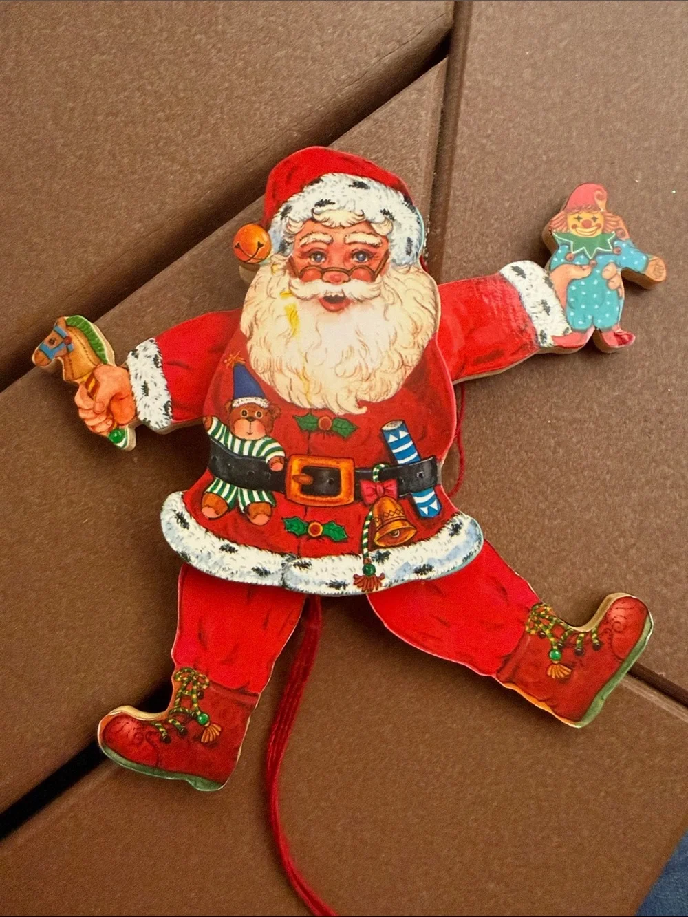 Vintage Dancing Santa Wooden Jumping Jack Ornament